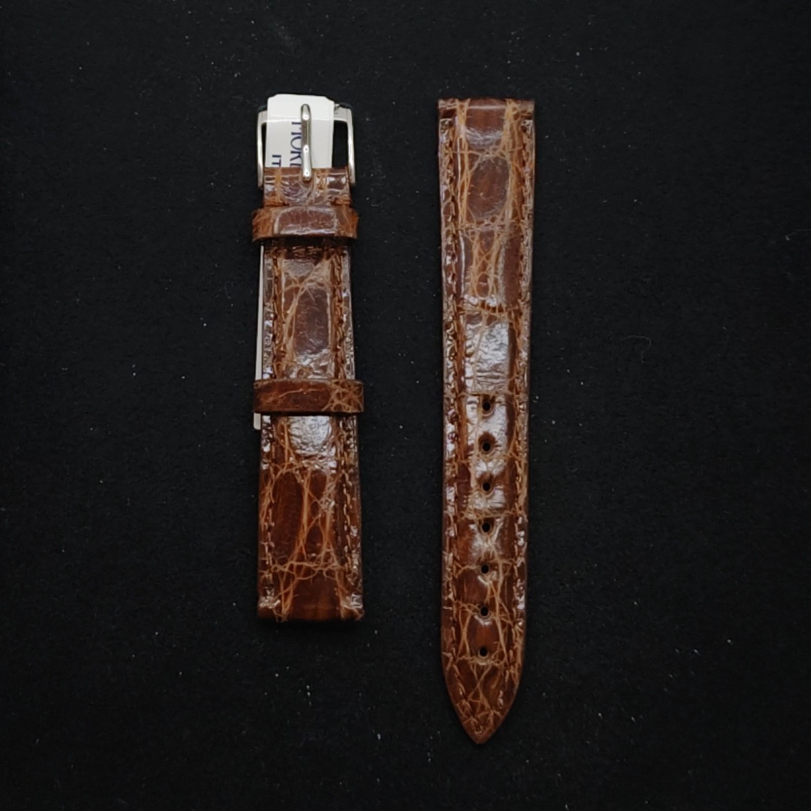 デッドストック品 モレラート MORELLATO AMADEUS カイマン レザー ダークブラウン 16mm 時計バンド 時計ベルト バンド交換 人気 おしゃれ 25-M-483