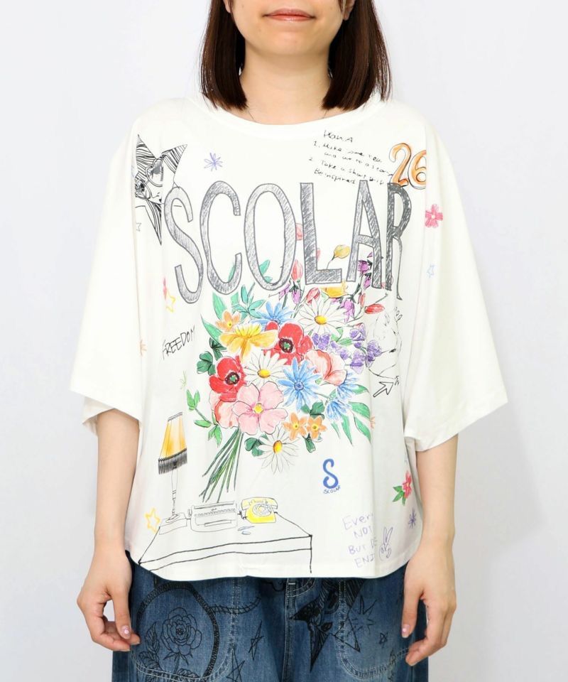 ScoLar（スカラー）スカラーロゴ花束柄 接触冷感プルオーバー