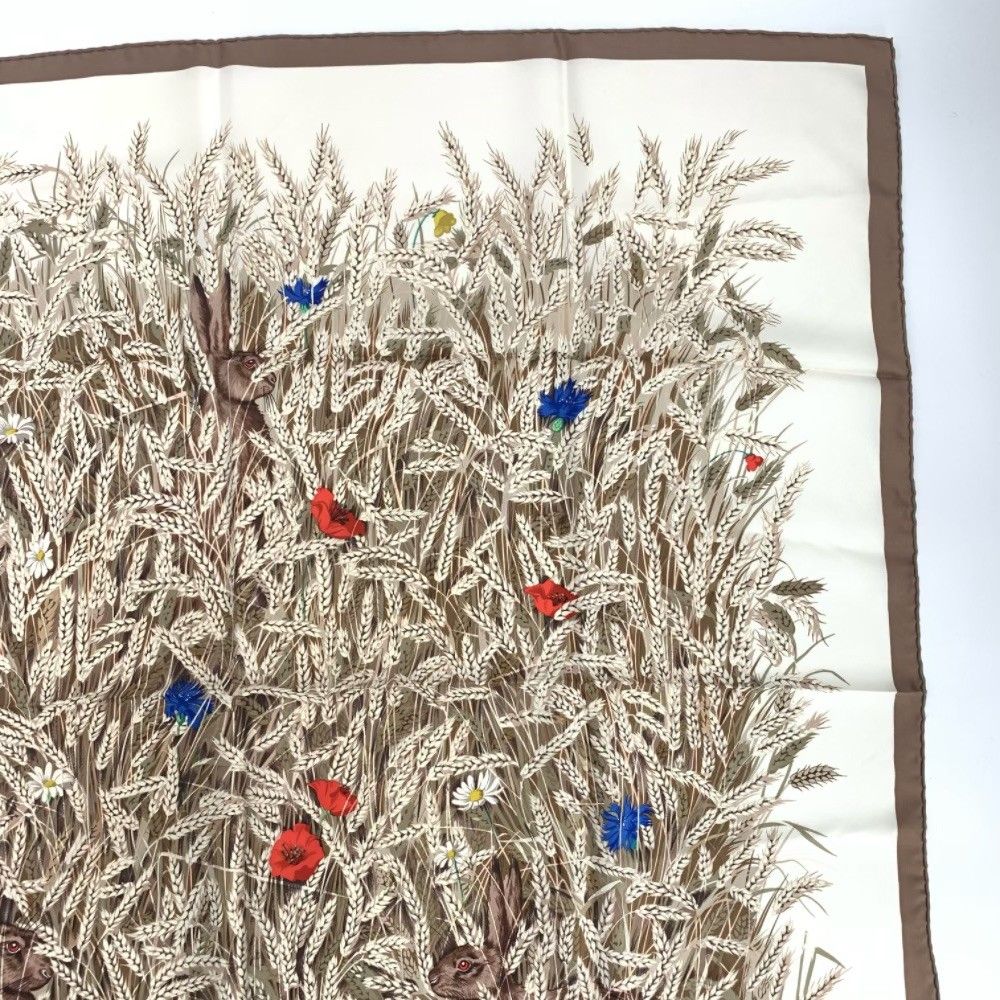 美品 HERMES エルメス カレ 90 LAPINS DANS UN CHAMP DE 麦畑と
