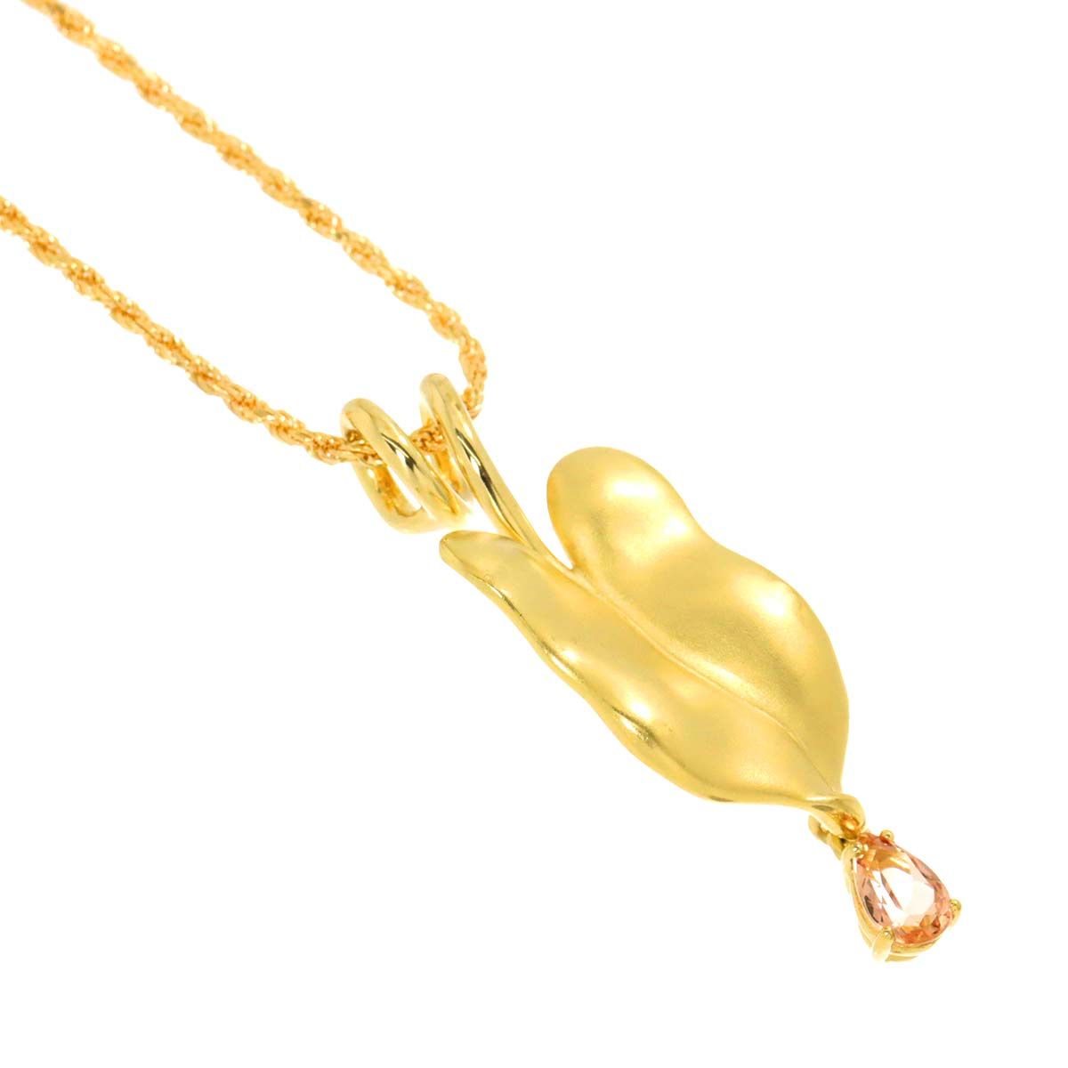 ゴールド イエロートパーズ ネックレス 約40cm トパーズ 0.53ct K18 YG ネックレス 40cm イエローゴールド 750