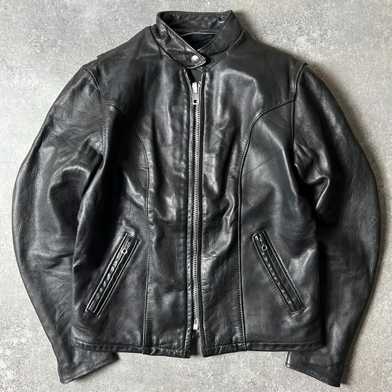 70s UNKNOWN 本革 ラム レザー シングル ライダース ジャケット