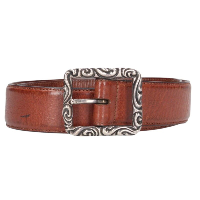 クロムハーツ サイズ:32  BLT SCRLREC レクタングルスクロール オールド レザーベルト 中古 SS07 クロムハーツ BLT SCRLREC/レクタングルスクロール レザーベルト