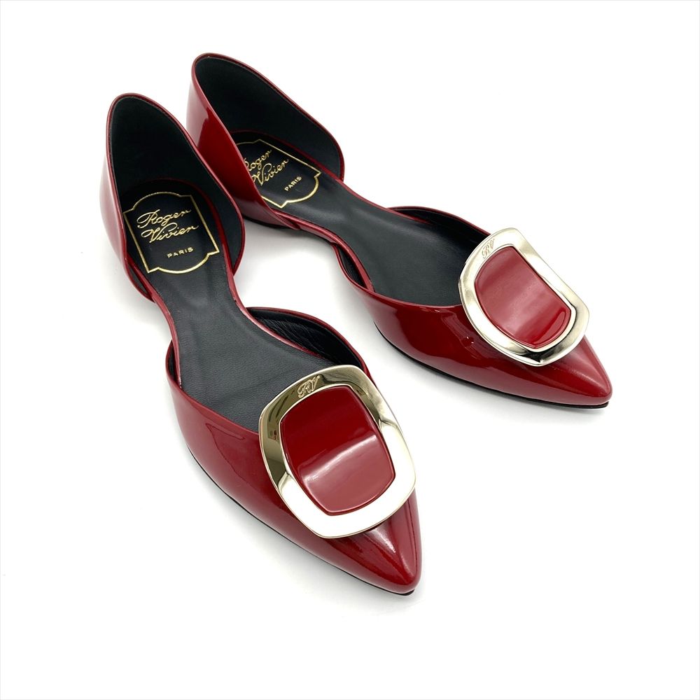 ロジェヴィヴィエ Roger vivier パンプス パテントレザー レッド フラットシューズ 35サイズ 約22cm レディース