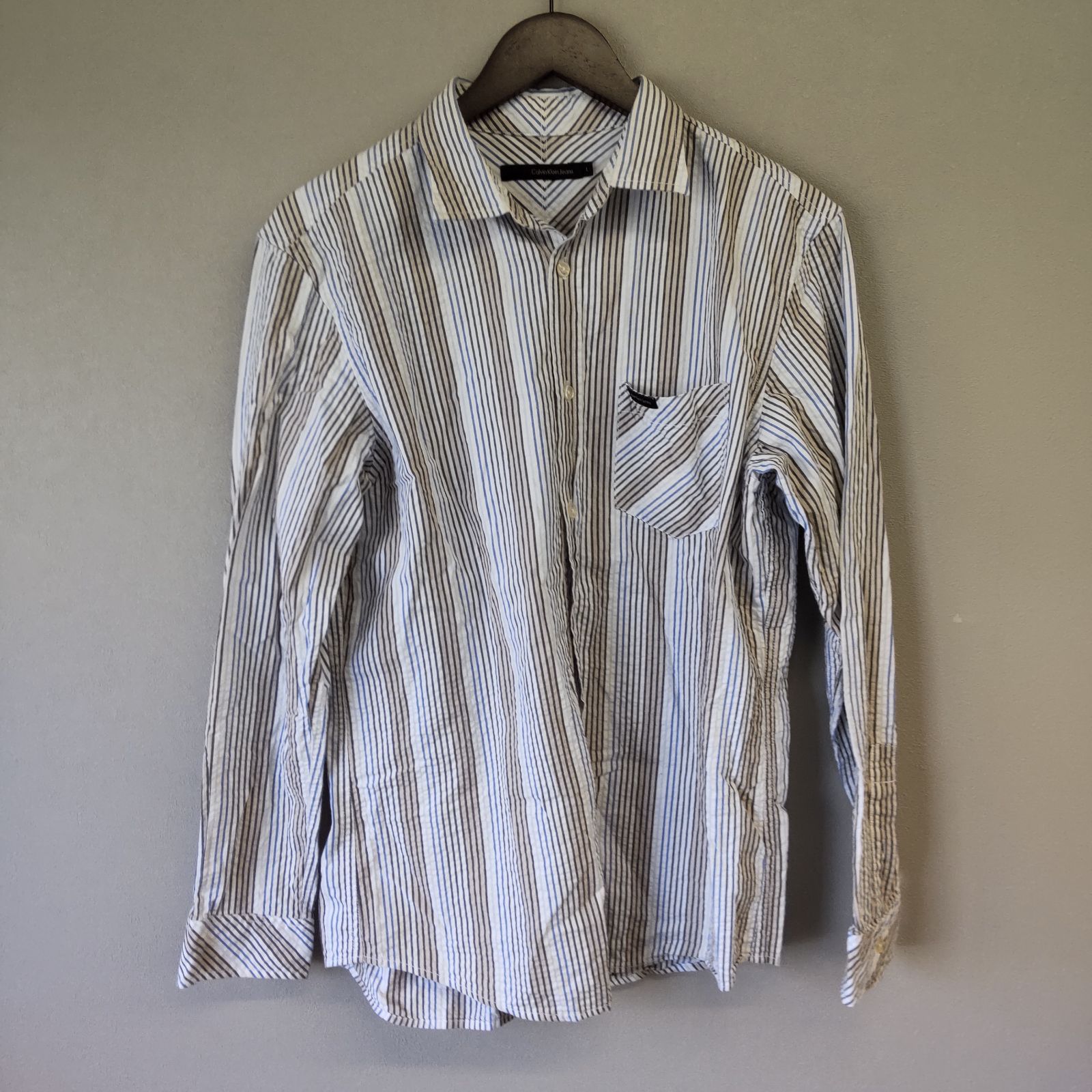 M10100 Calvin Klein Jeans カルバンクライン 長袖 ストライプシャツ L