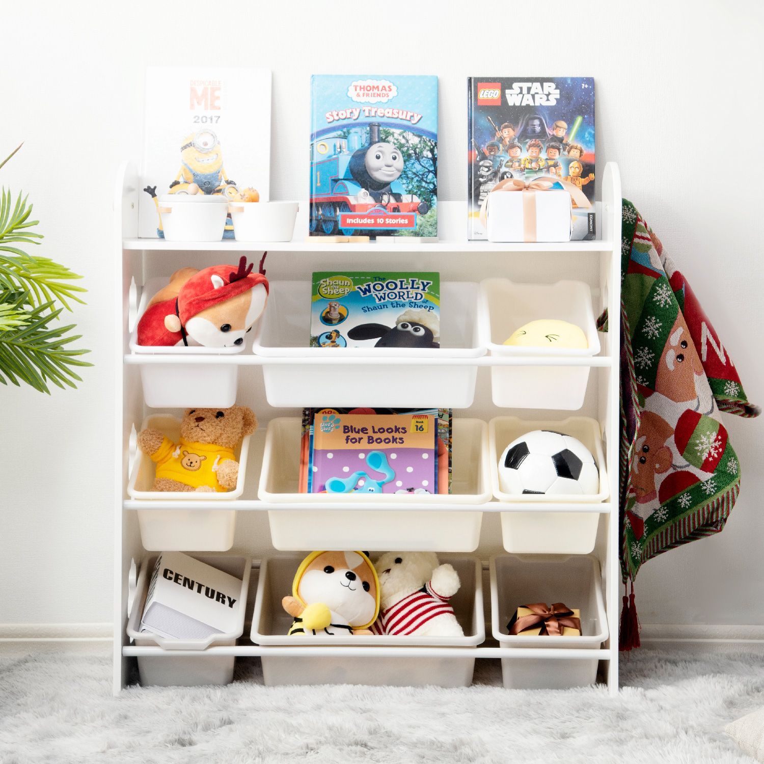 MDF 木製 4 段おもちゃ収納ラック｜子供用家具｜コンパクトで収納力抜群｜WF288091AAA