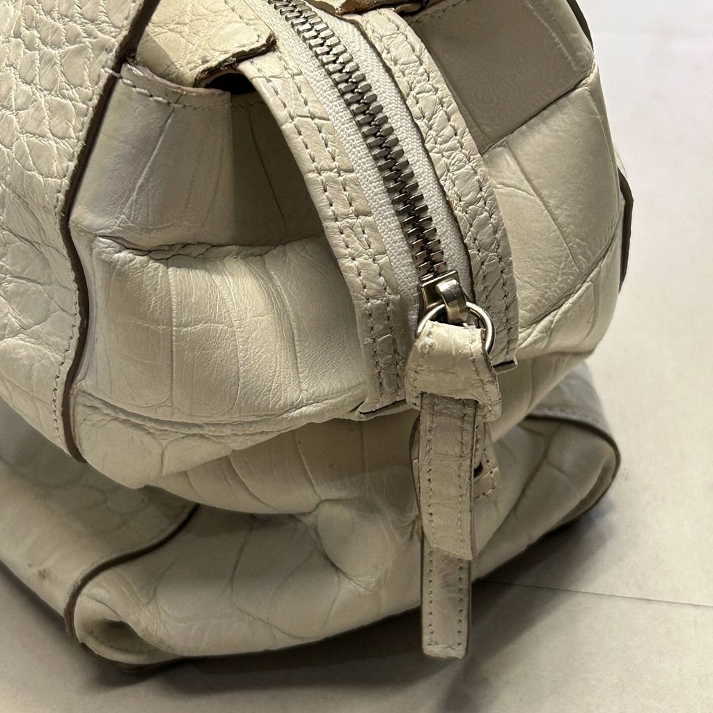 【GIORGIO ARMANI】バウレット　ハンドバッグ　クロコ型押し　レザー クロコ型押しイタリアンレザーバッグ – N°Decem