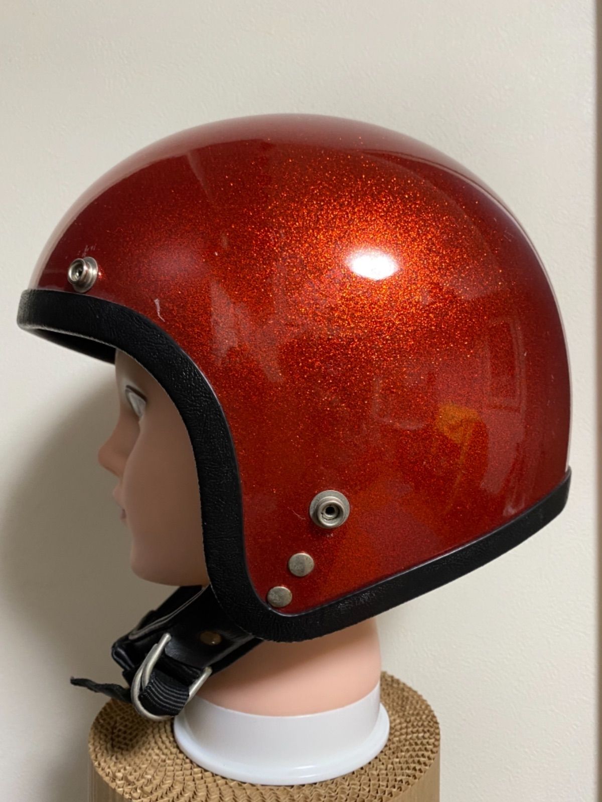 アーサーフルマー赤ラメジェットヘルメット