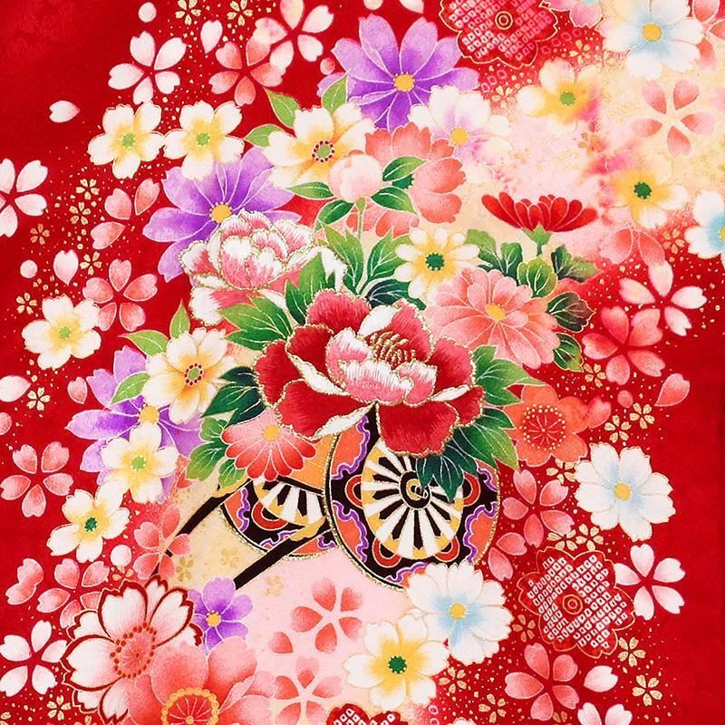 新品正絹産着（祝着）京友禅伝統染本金鹿の子染入り特選豪華四季花車王朝雪輪祝い花文 新品正絹産着（祝着）京友禅伝統染本金鹿の子染入り特選豪華四季花車