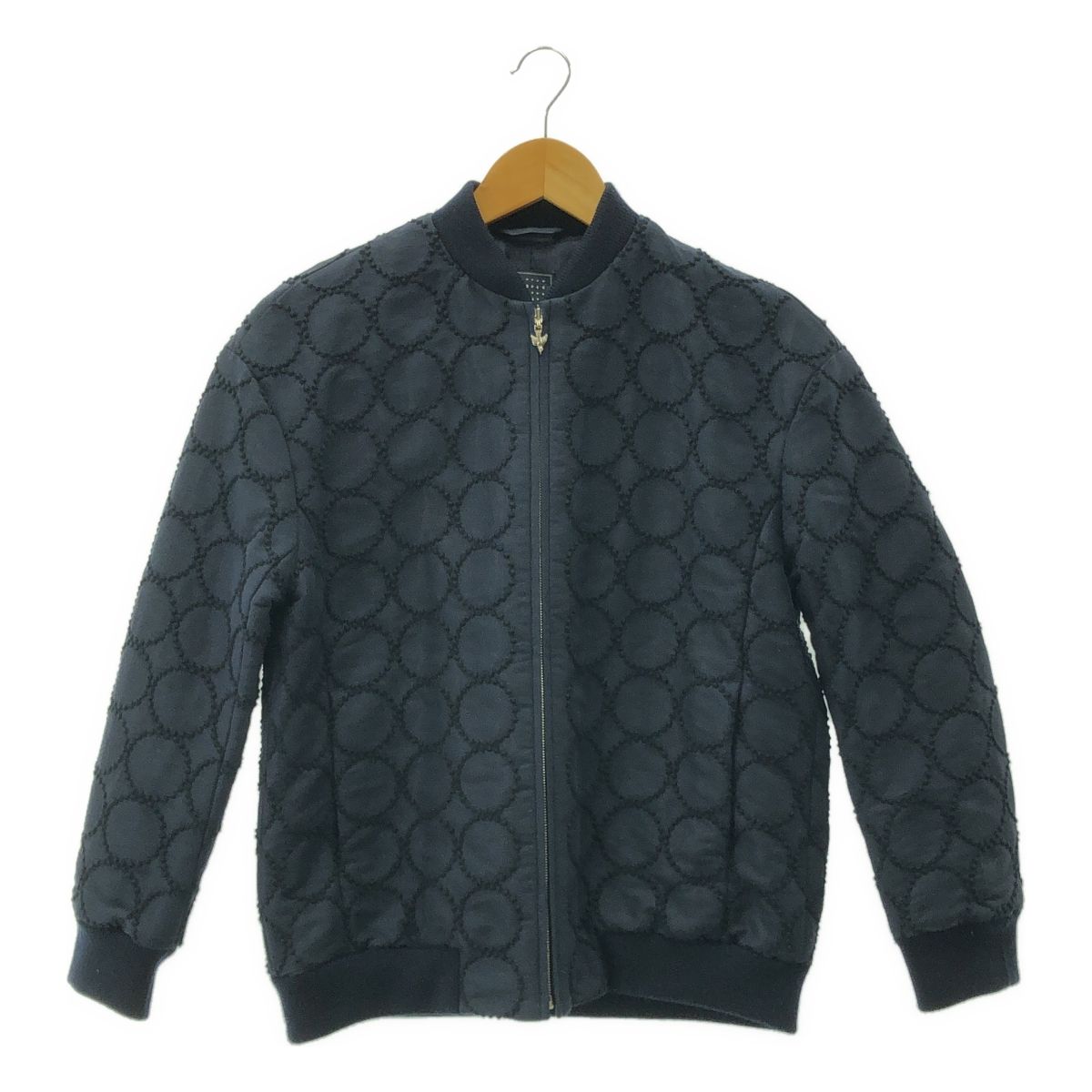 mina perhonen | ミナペルホネン | 2019AW | tambourine | タンバリン エンブロイダリー ロゴジップ ブルゾン ジャケット | 総裏地 | 38 | ダークネイビー | レディース