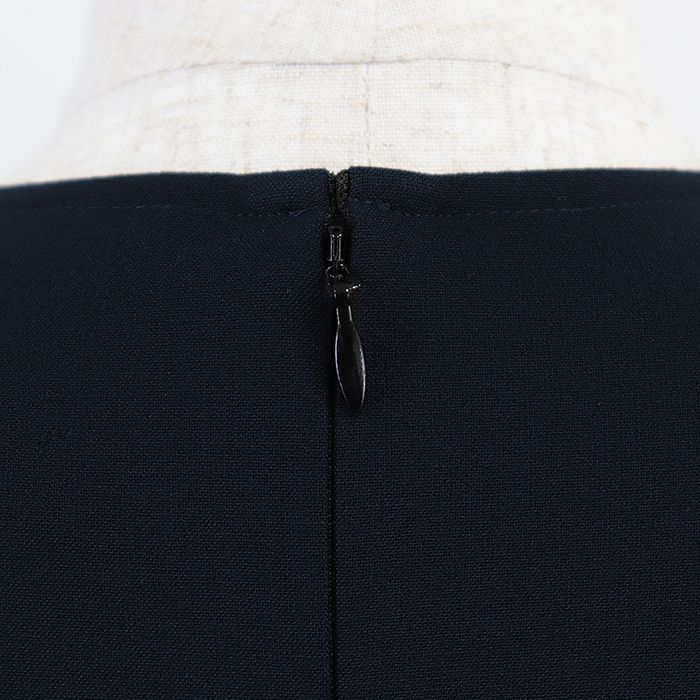  YOKO CHAN ヨーコチャン ワンピース ギャザー ワイドスリーブ ストレートシルエット ストレッチ バックファスナー 無地 ドレス レディース サイズ 36 ネイビー 紺 YCD 120 560 その他 その他