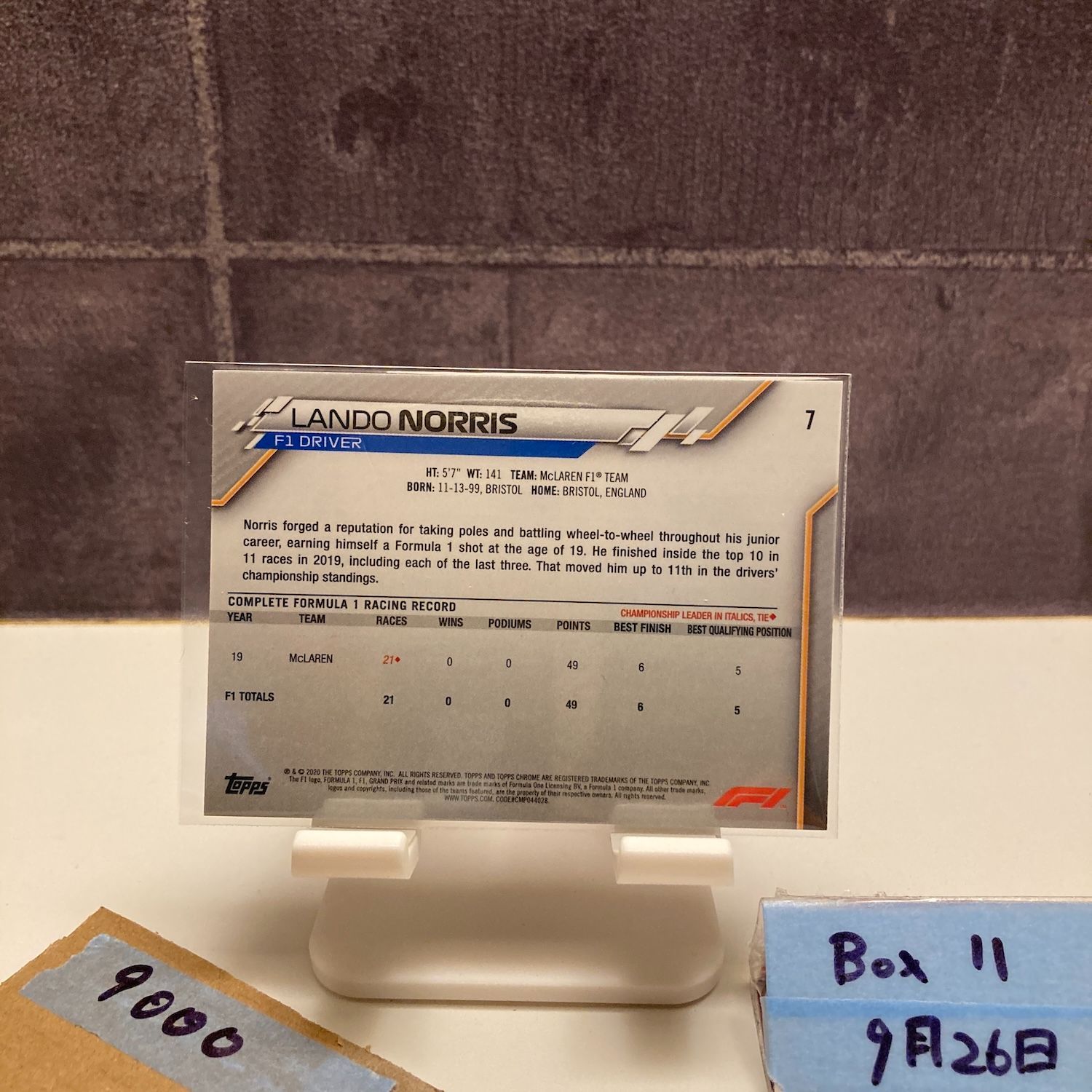 2020 Topps Chrome Lando Norris McLaren F1 Team McLaren F1 Team RC ルーキー Rookie カード