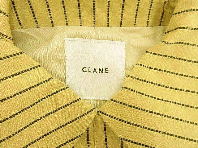 クラネ CLANE ジャケット ロング ストライプ 比翼 スリット ウール 36 