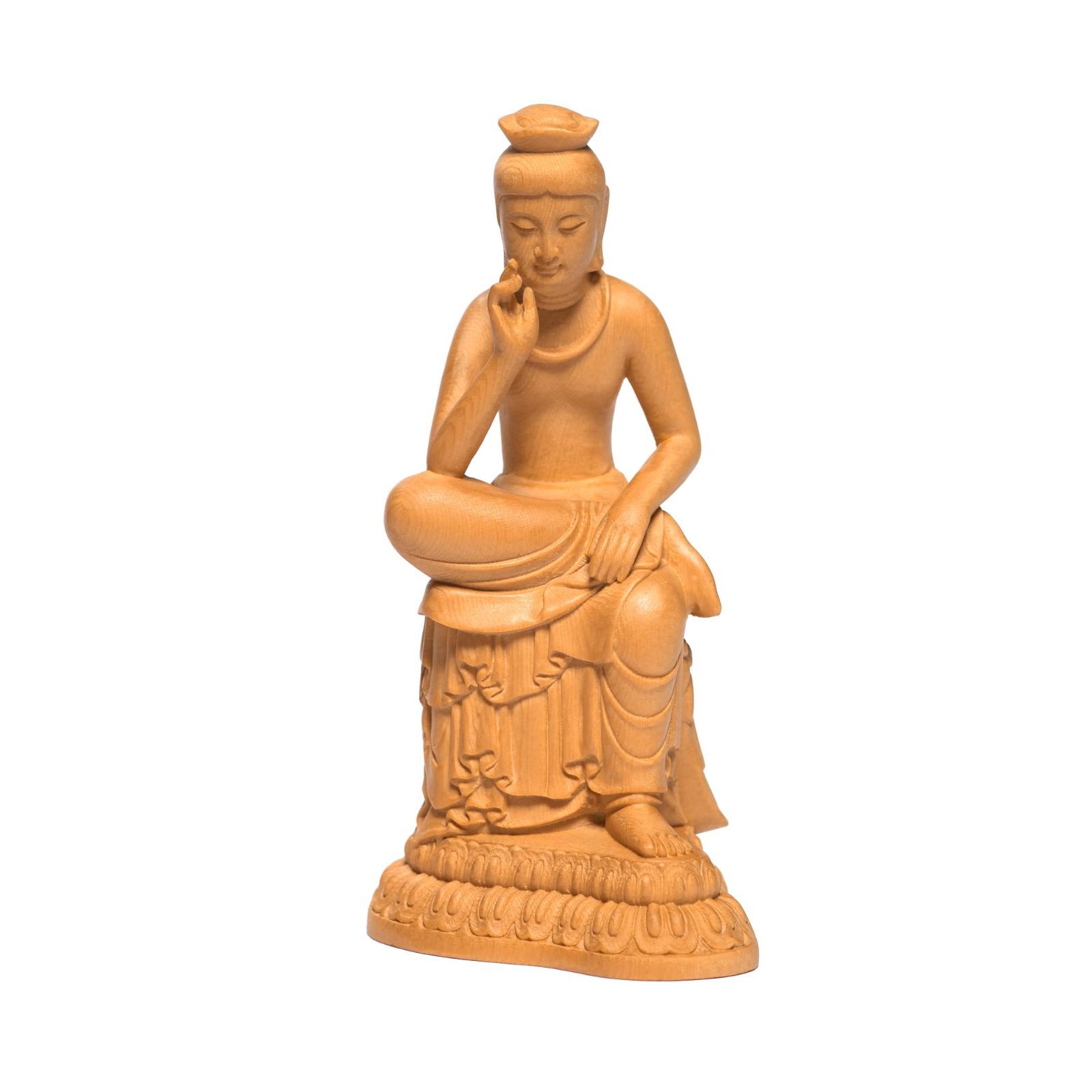 弥勒菩薩 木彫 仏像 彫刻 置物 高18cm 弥勒菩薩 木彫り 仏像 フィギュア 弥勒菩薩像 座像 仏教