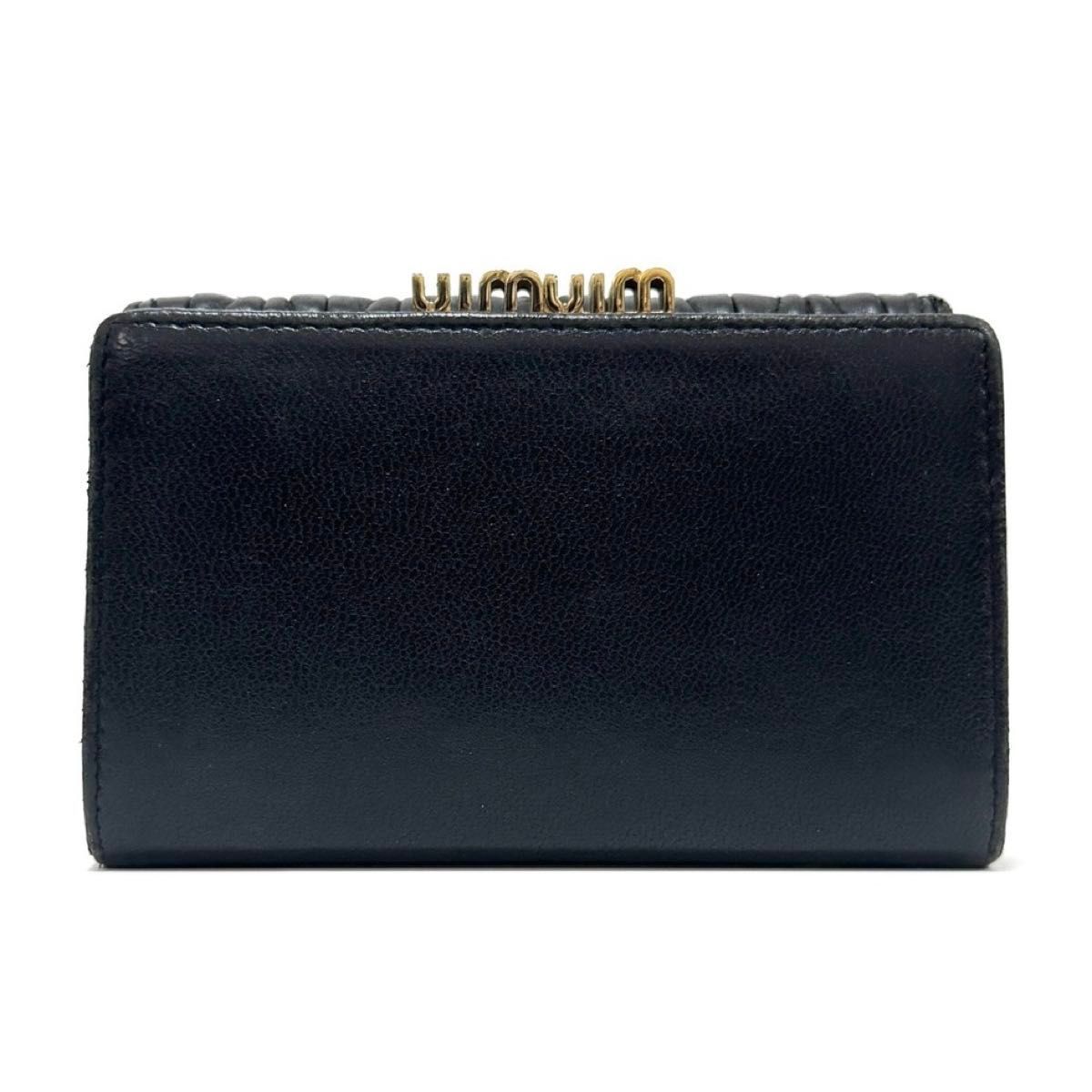 ミュウミュウ 三つ折り財布 コンパクトウォレット wallet 黒 ブラック 