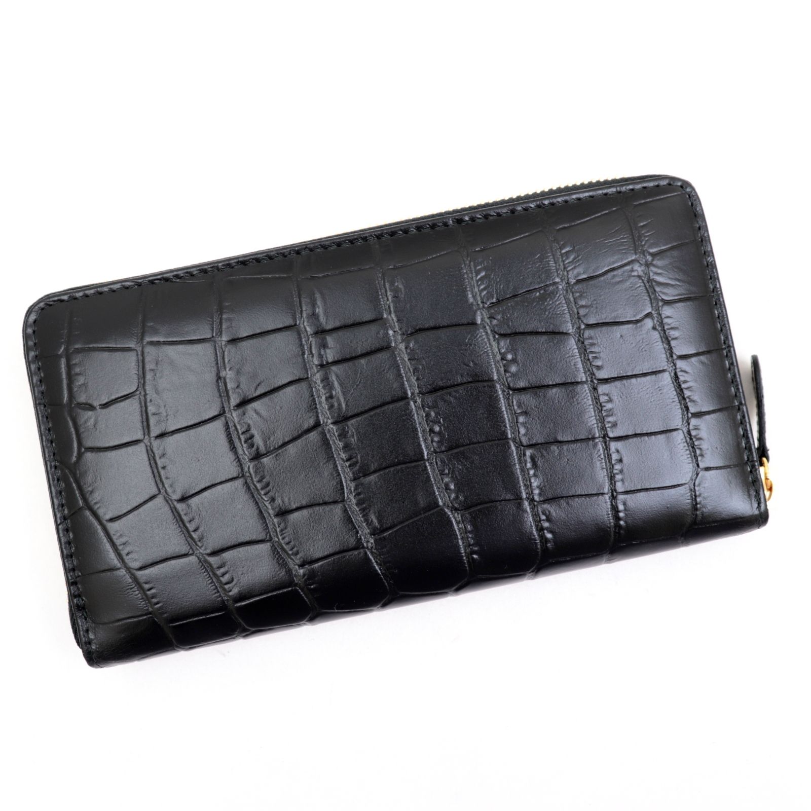 ◆極美品◆ETTINGER エッティンガー ラウンドジップ長財布 クロコ型押し 極美品 ETTINGER エッティンガー ラウンドジップ長財布 クロコ型押し