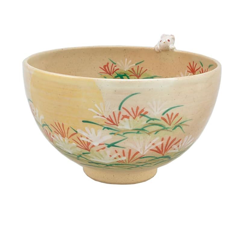 茶道具 抹茶茶碗 抹茶碗 茶道 京焼 兎 うさぎ 茶 竹中洸祥 作 贈り物 経14×高9cm