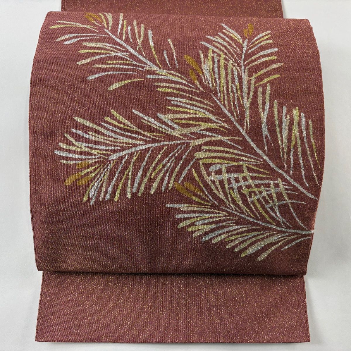 名古屋帯 美品 秀品 夏帯 八寸名古屋帯 市松 ベージュ 麻 【中古