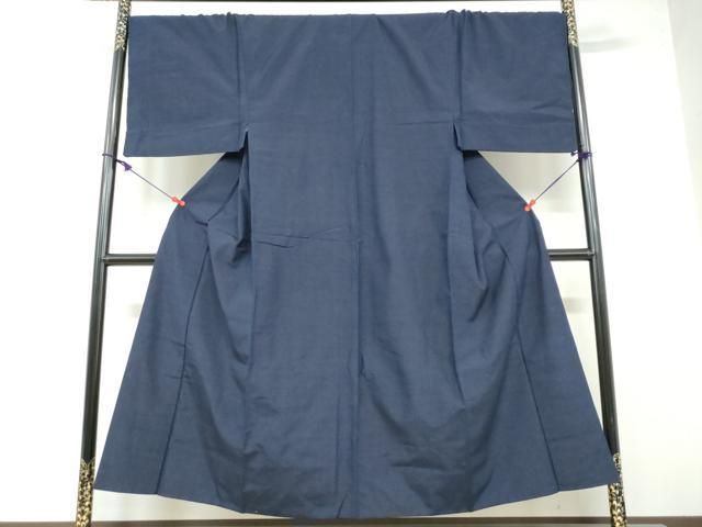 ユートピアの 平和屋着物●男性 紬 アンサンブル 長羽織 鉄紺色 やまと誂製 キングサイズ 正絹 DAAW5936ud 【在庫限りの大特価】