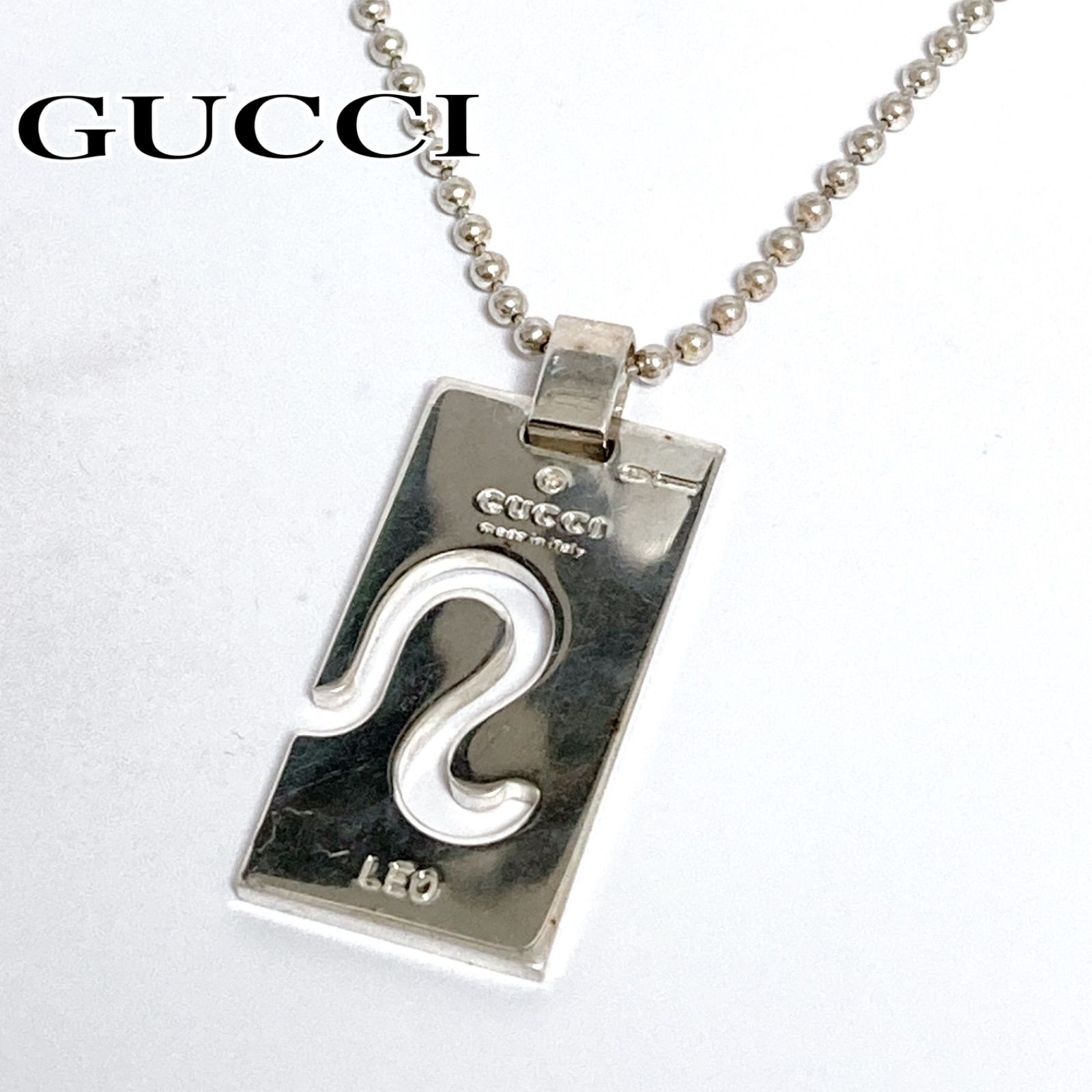 GUCCI グッチ シルバー LEO 獅子座 プレートネックレス