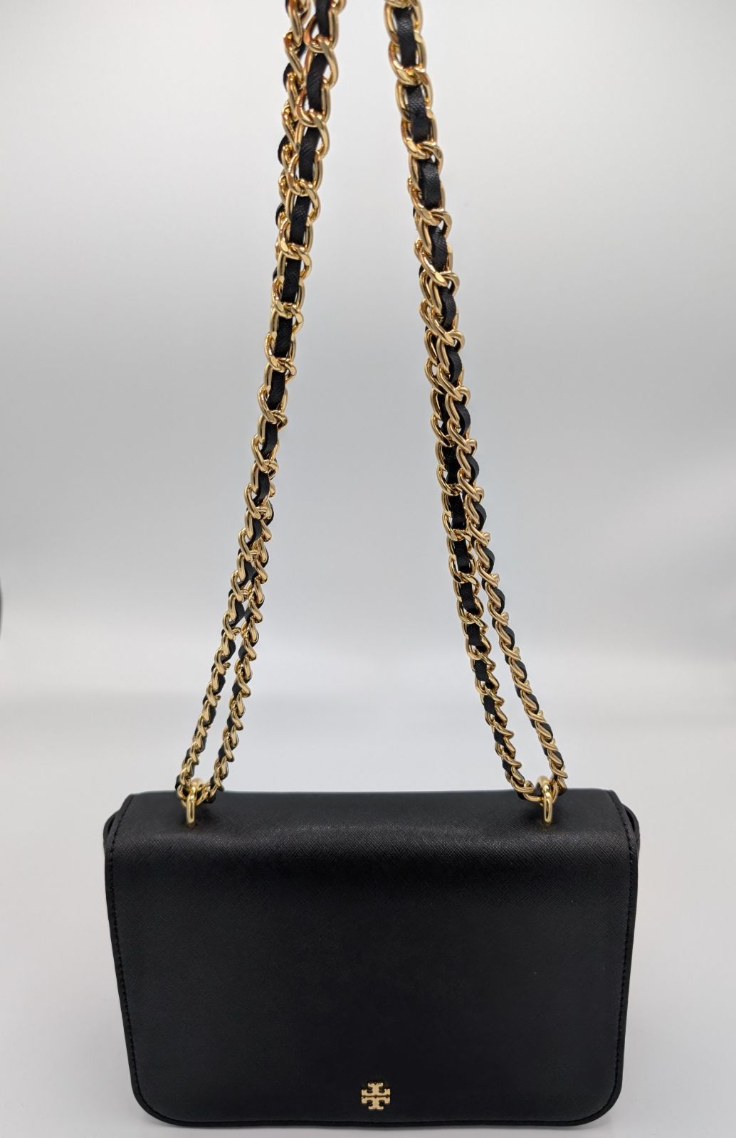 【極美品】トリーバーチ エマーソン ショルダーバッグ レザー 肩掛け ロゴ 黒 美品】トリーバーチ/TORYBURCH エマーソン レザー チェーン