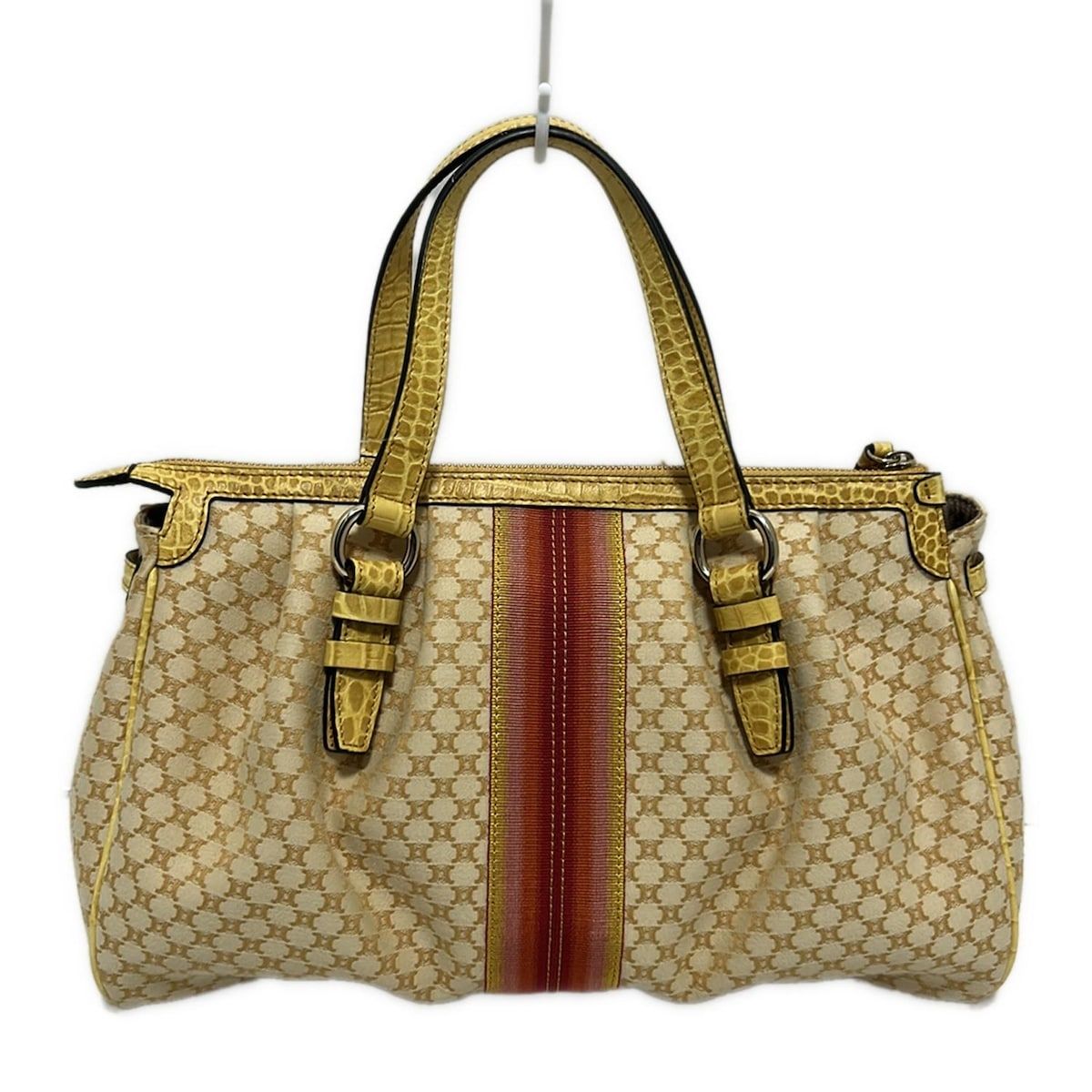 CELINE(セリーヌ) ハンドバッグ美品 マカダム柄 ベージュ×ダーク