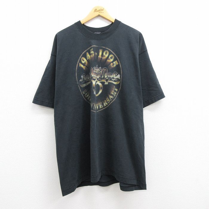 XL/古着 半袖 ビンテージ ロック バンド Tシャツ メンズ 90s オークリッジボーイズ 大きいサイズ コットン クルーネック 黒 ブラック 2