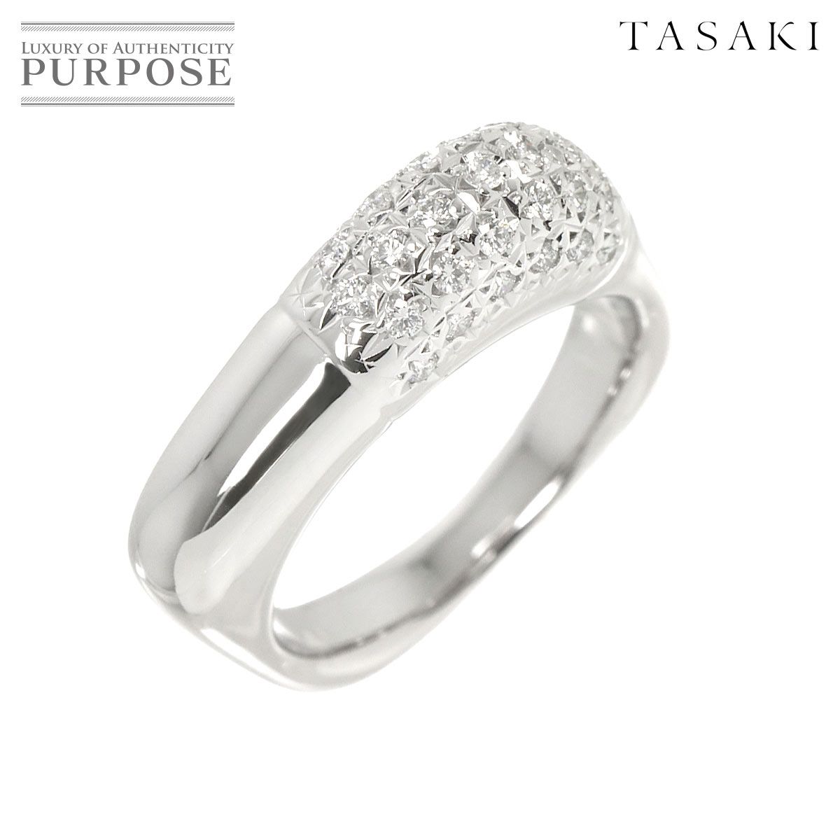 タサキ TASAKI 14号 リング ダイヤ 0.32ct K18 WG ホワイト