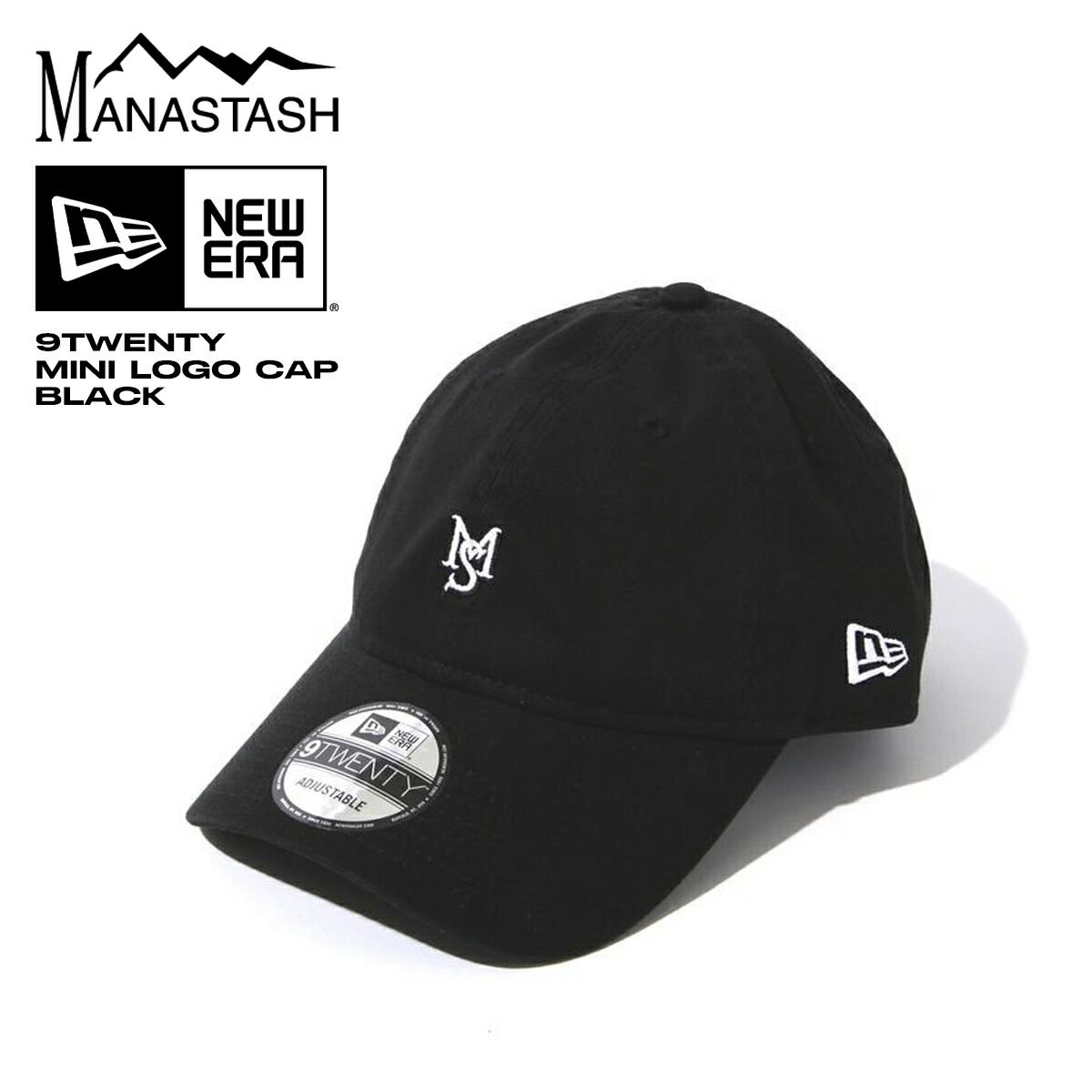 ニューエラ × マナスタッシュ ナイントゥエンティ ミニ ロゴ キャップ ブラック NEW ERA MANASTASH 9TWENTY MINI LOGO CAP BLACK 792-5974003-010