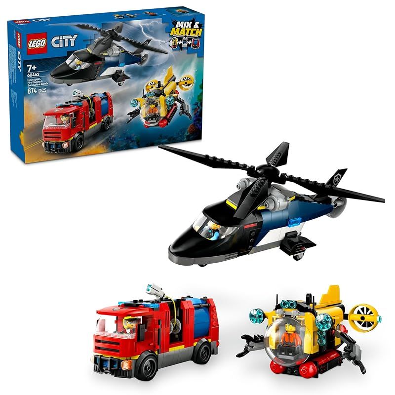 レゴ LEGO シティ ヘリコプター 消防車 潜水艦 コンボ おもちゃ 玩具 誕生日 プレゼント ブロック 男の子 女の子 子供 7歳 8歳 9歳 小学生 乗り物 車 ミニカー ごっこ遊び おままごと 1