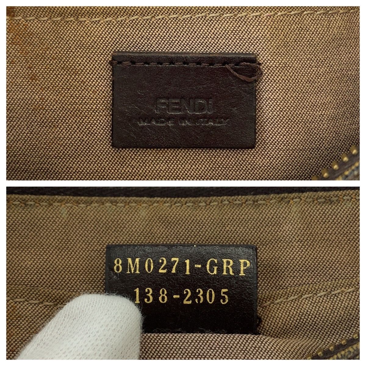 美品 FENDI フェンディ ズッカ柄 ブラウン ピンク ゴールド金具