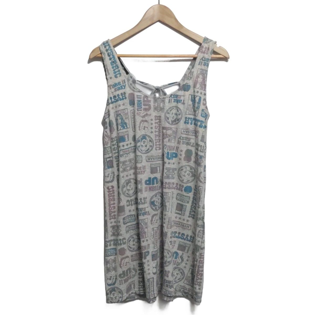 HYSTERIC GLAMOUR ヒステリックグラマー チュニック サイズF レディース - ライトグレー×ライトパープル×ライトブルー ノースリーブ