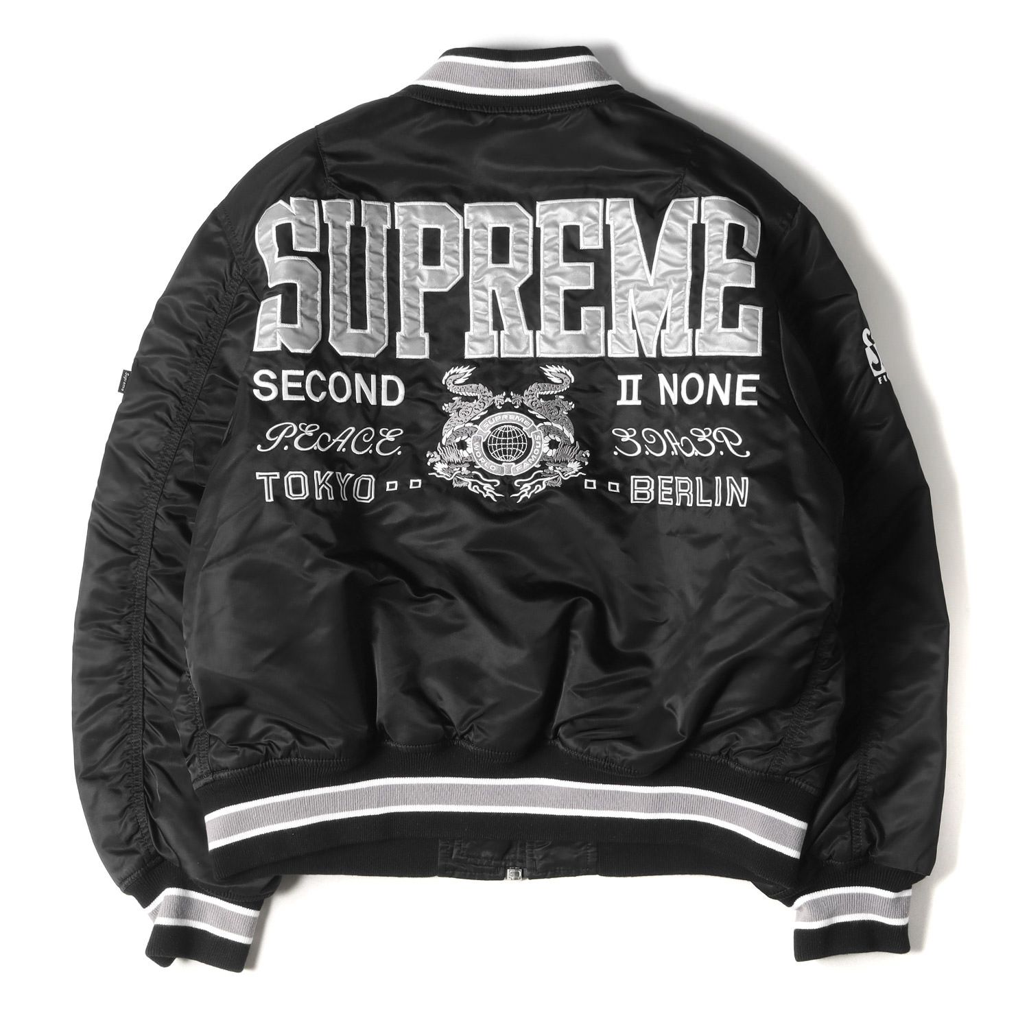 美品 Supreme シュプリー リフレクターロゴ MA-1 フライトジャケット 