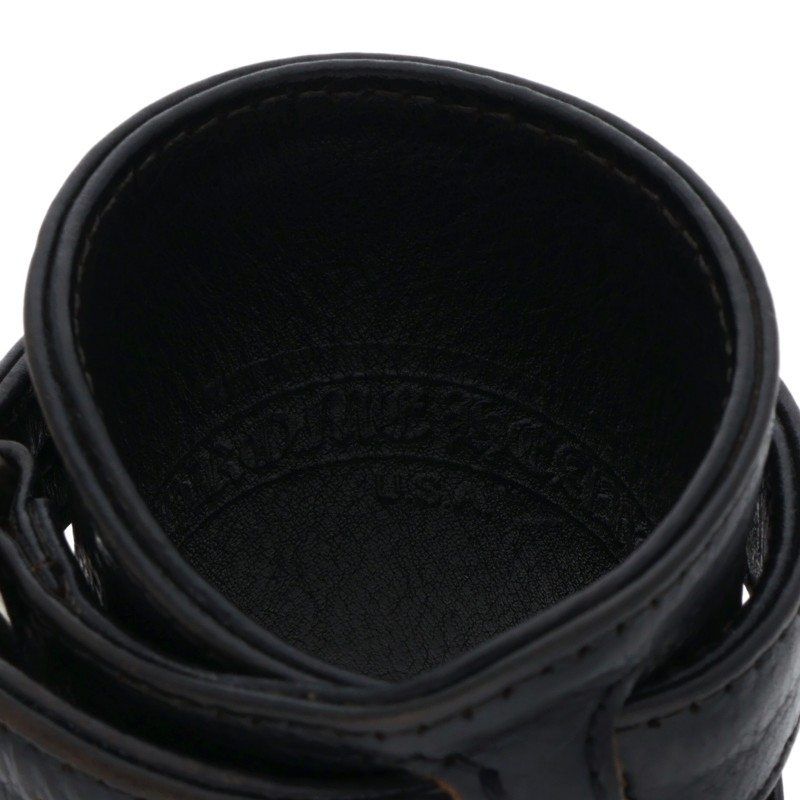 クロムハーツスネーク黒レザーバングル メタルボタン付き クロムハーツ