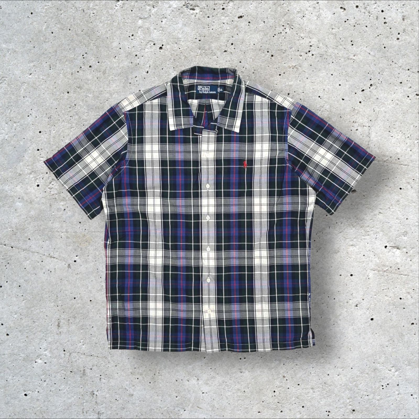 90s Ralph Lauren チェック柄 半袖オープンカラーシャツ　L 90s vintage RALPH LAUREN タータンチェック柄 オープンカラー