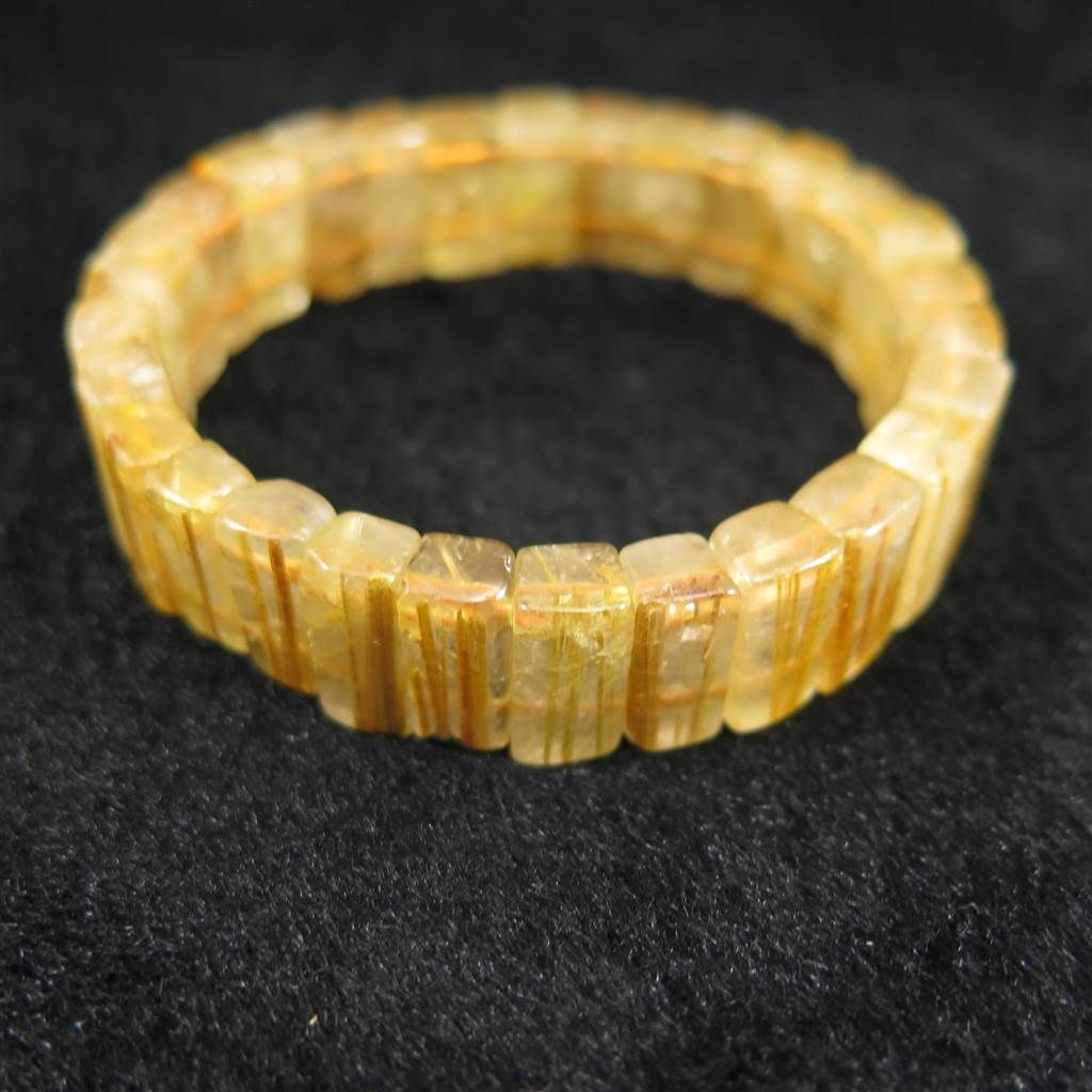 ゴールドタイチンルチルクォーツ 13.5mmバングルブレスレット 33.4g