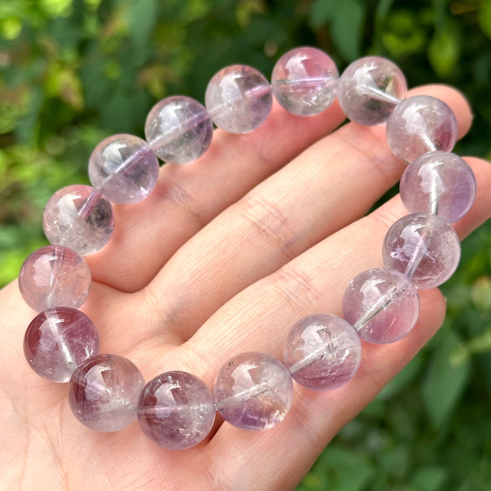 G1403 アメジストゾーンクォーツ 天然石 パワーストーン ブレスレット