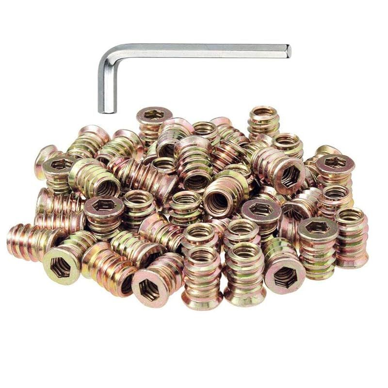Sprite Science 50個 1/4-20 ねじ込みインサート 木製 Nutsert 家具用 ねじ込みナット 長さ15mm 六角ドライブ 1