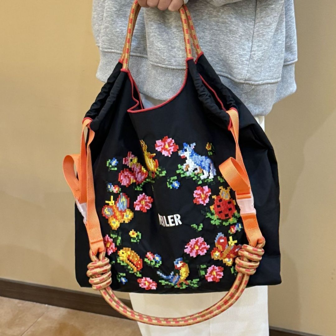 新品 ボールアンドチェーン アヒル 刺繍エコバッグ Lサイズ