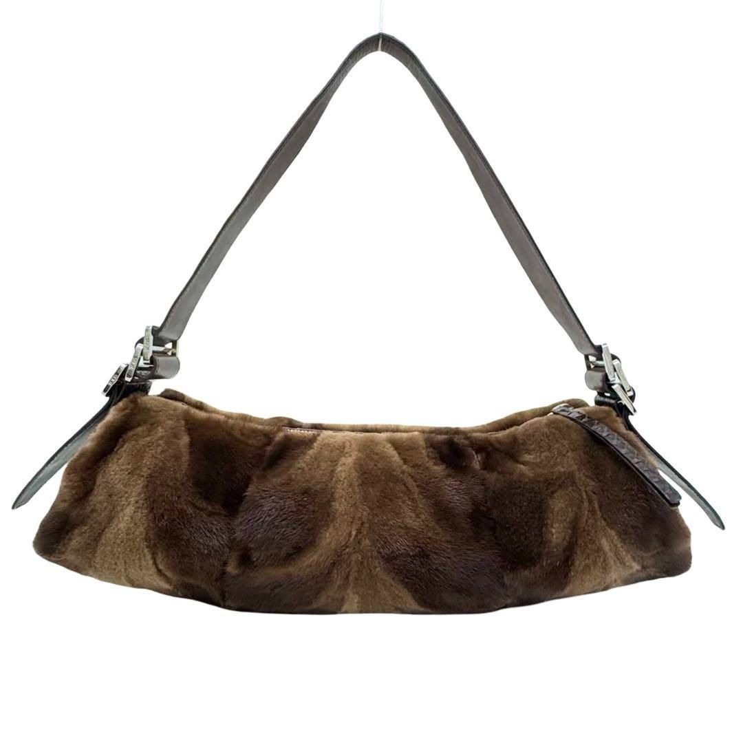 未使用級✨トッズ ハンドバッグ ショルダーバッグ パイソン ファー ブラウン TOD'S トッズ ファー×パイソン型押 レザー ワンショルダーバッグ