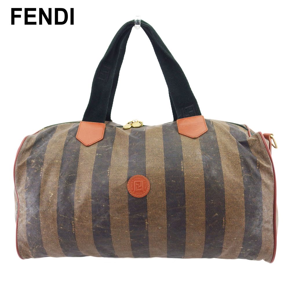 FENDI フェンディ ボストンバッグ ベージュ FFロゴ　ズッキーノ 大容量 フェンディ FENDI ボストンバッグ ペカン ベージュ ブラック