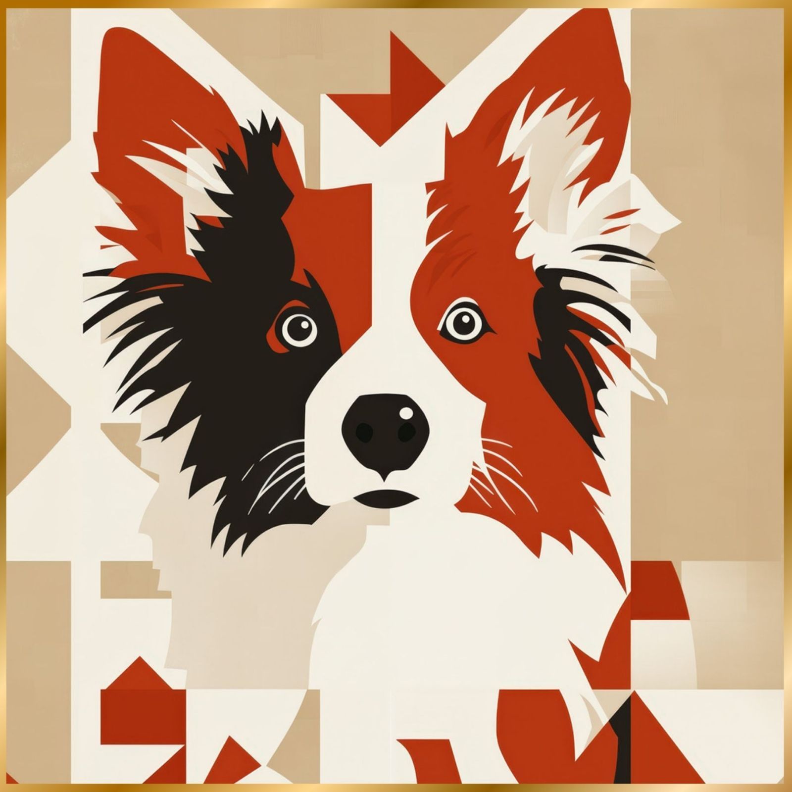 Red Passion - ボーダーコリー犬 No.2 ミニマリスト ミニマリズム シンプル インテリアアート ペットロス うちの子 記念日 アートポスター 犬の絵 犬のイラスト ギフト プレゼント