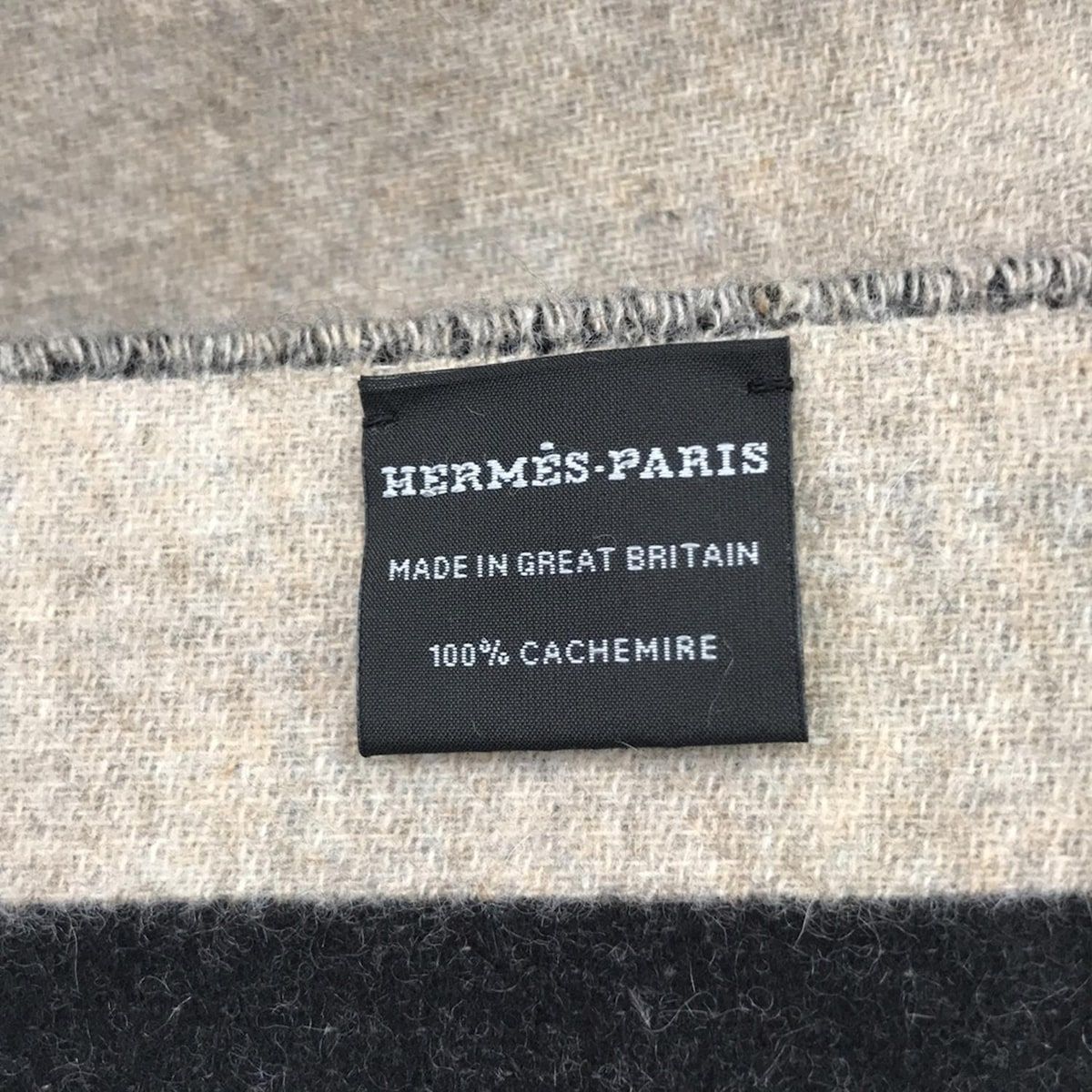 エルメス HERMES - カシミヤ グレーベージュ×黒 馬 美品 マフラー 