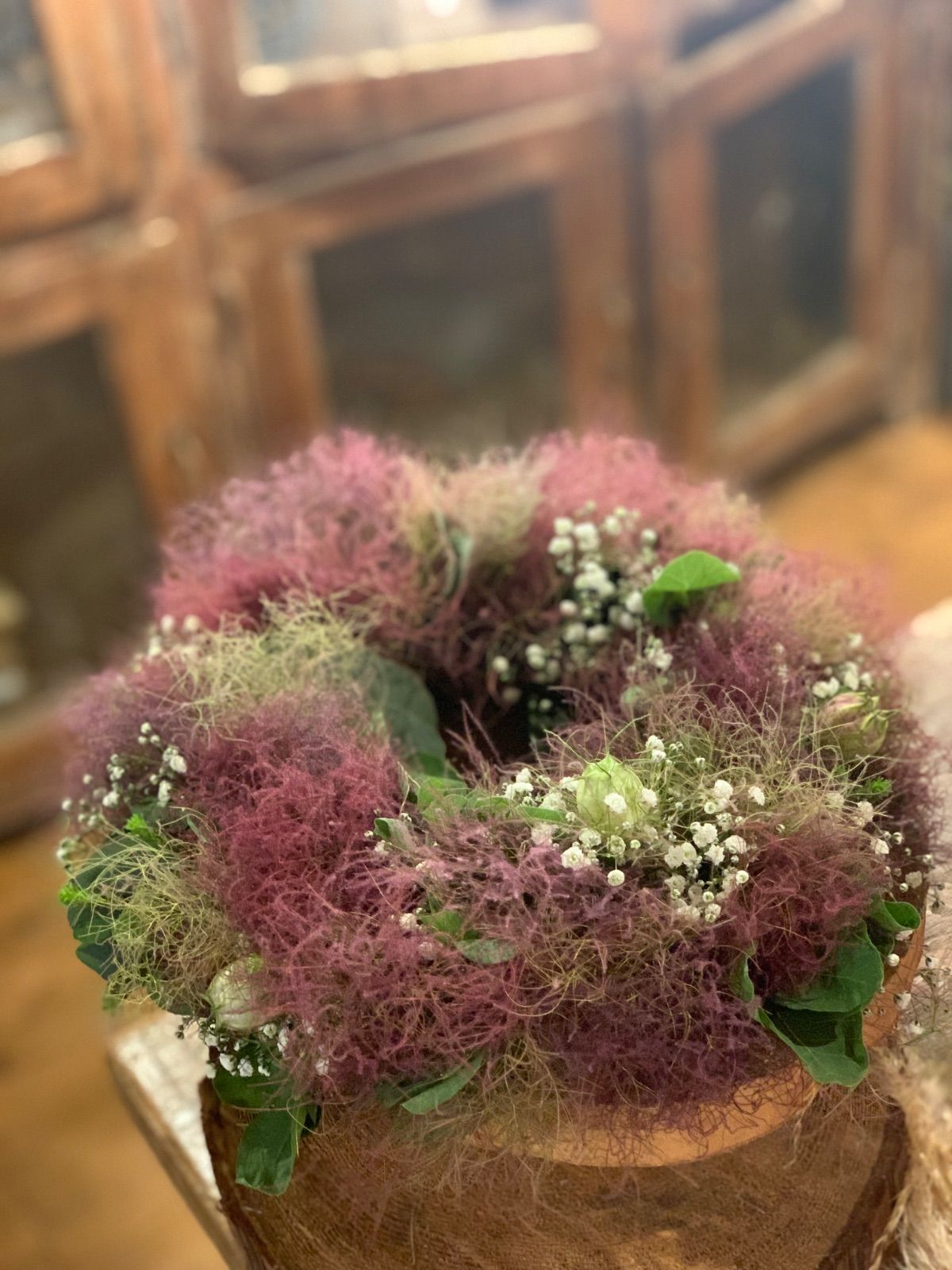 ドライフラワー 【花屋が作る】スモークツリーリース 今が旬のスモーク