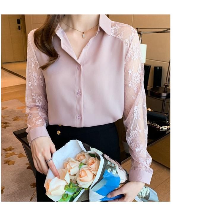 ブラウス レースブラウス レディース シャツ 韓国 長袖 トップス