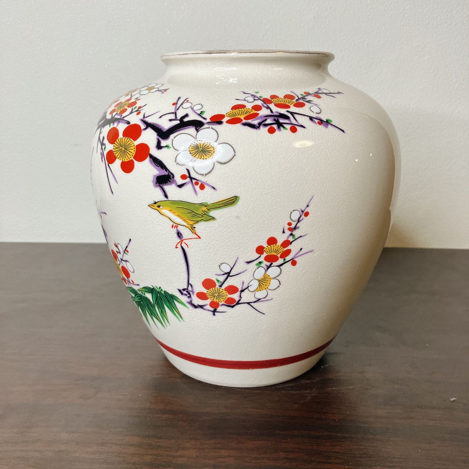 九谷焼 花器 梅図 紅梅 白梅 九谷焼 花器 梅図 紅梅 白梅