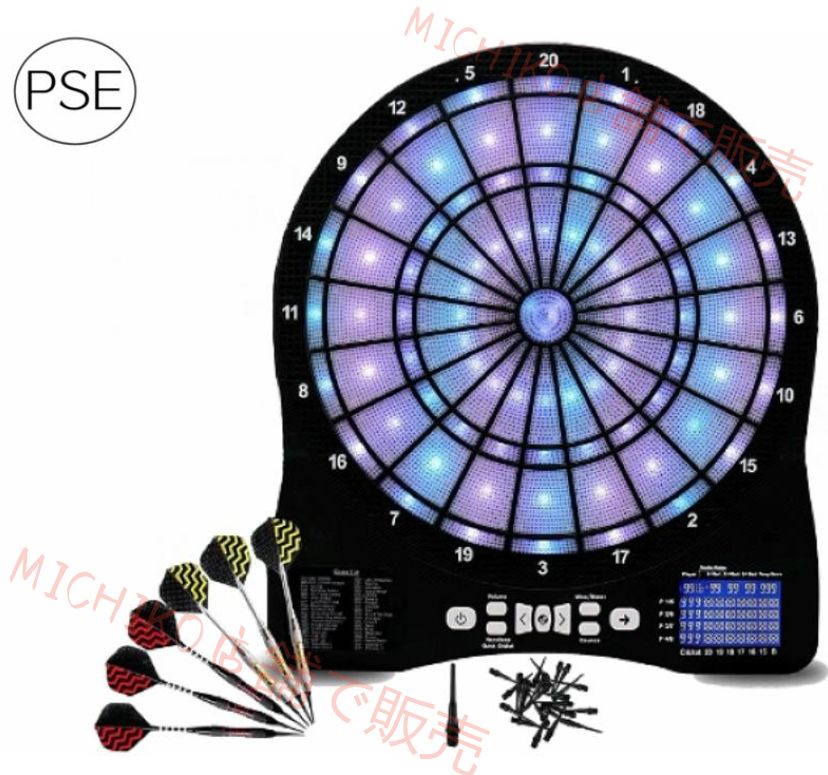 電子ダーツボードセット LED自動採点発光電子ダーツセット ソフトチップ電子ダーツボード 大人用 子供用 マルチプレイヤー さまざまなゲーム会場用 PSE認証