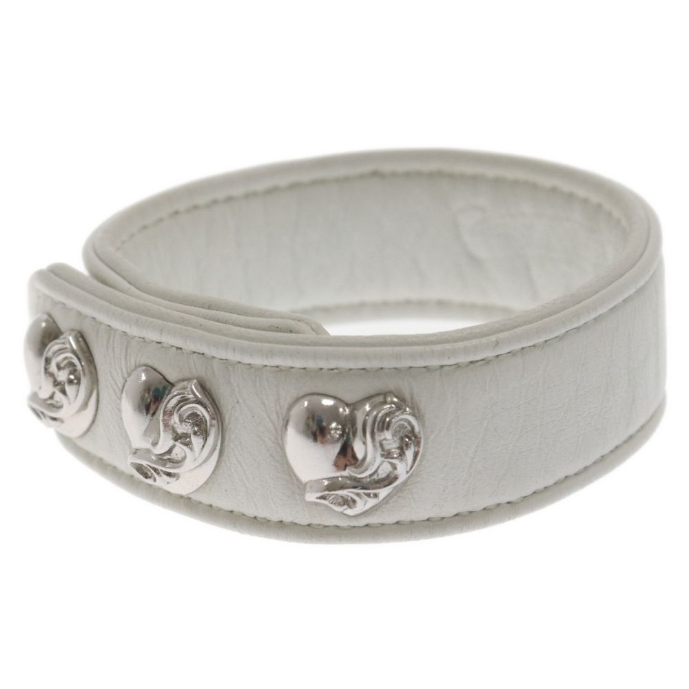 クロムハーツ　3BTN 2SNP レザーブレスレット　ハート chrome hearts 3BTN 2SNP ハート レザー