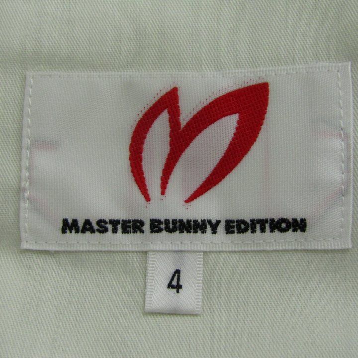 【新品タグ付】マスターバニー メンズ Ｍ　 ロゴパンツ　サイズ４　個性的　紺×白 MASTER BUNNY EDITION マスターバニー ハーフパンツ ネイビー