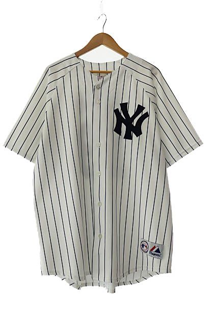 マジェスティック MAJESTIC VINTAGE ヴィンテージ 00s NEW YORK YANKEES DAMON Baseball Shirt ニューヨーク ヤンキース ジョニー デイモン ベースボール 半袖 シャツ 白 ホワイト 250428