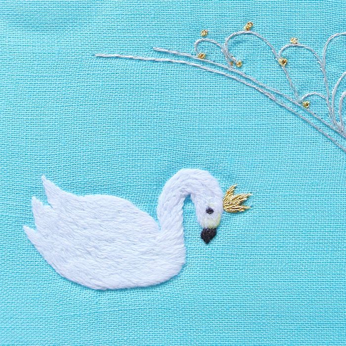 ポーチ 白鳥の湖 ハンドメイド 手刺繍-6